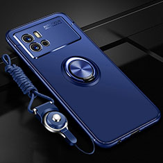 Custodia Silicone Ultra Sottile Morbida Cover con Magnetico Anello Supporto per Vivo iQOO 9 Pro 5G Blu