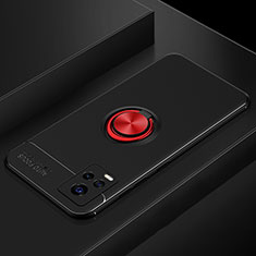 Custodia Silicone Ultra Sottile Morbida Cover con Magnetico Anello Supporto per Vivo V20 Pro 5G Rosso e Nero