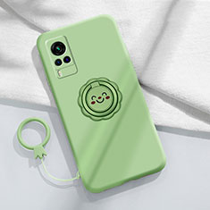 Custodia Silicone Ultra Sottile Morbida Cover con Magnetico Anello Supporto per Vivo X60 5G Verde Pastello