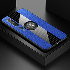 Custodia Silicone Ultra Sottile Morbida Cover con Magnetico Anello Supporto per Xiaomi Mi 10 Blu