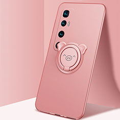 Custodia Silicone Ultra Sottile Morbida Cover con Magnetico Anello Supporto per Xiaomi Mi 10 Ultra Oro Rosa