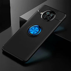 Custodia Silicone Ultra Sottile Morbida Cover con Magnetico Anello Supporto per Xiaomi Mi 10i 5G Blu e Nero