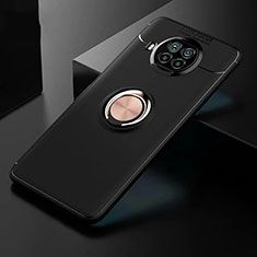Custodia Silicone Ultra Sottile Morbida Cover con Magnetico Anello Supporto per Xiaomi Mi 10i 5G Oro e Nero