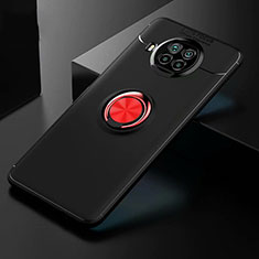 Custodia Silicone Ultra Sottile Morbida Cover con Magnetico Anello Supporto per Xiaomi Mi 10i 5G Rosso e Nero
