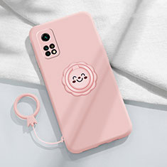 Custodia Silicone Ultra Sottile Morbida Cover con Magnetico Anello Supporto per Xiaomi Mi 10T 5G Rosa