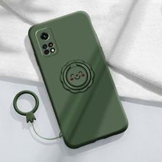 Custodia Silicone Ultra Sottile Morbida Cover con Magnetico Anello Supporto per Xiaomi Mi 10T 5G Verde Notte