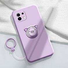 Custodia Silicone Ultra Sottile Morbida Cover con Magnetico Anello Supporto per Xiaomi Mi 11 5G Lavanda