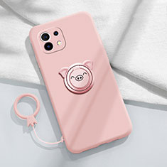 Custodia Silicone Ultra Sottile Morbida Cover con Magnetico Anello Supporto per Xiaomi Mi 11 5G Rosa