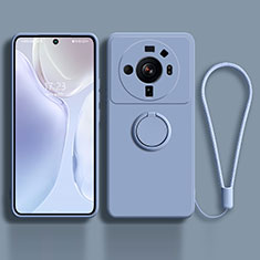 Custodia Silicone Ultra Sottile Morbida Cover con Magnetico Anello Supporto per Xiaomi Mi 12 Ultra 5G Grigio Lavanda