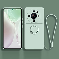 Custodia Silicone Ultra Sottile Morbida Cover con Magnetico Anello Supporto per Xiaomi Mi 12 Ultra 5G Verde Pastello