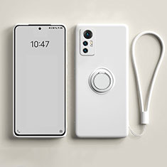 Custodia Silicone Ultra Sottile Morbida Cover con Magnetico Anello Supporto per Xiaomi Mi 12S Pro 5G Bianco