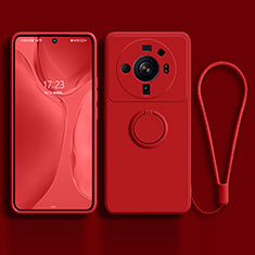 Custodia Silicone Ultra Sottile Morbida Cover con Magnetico Anello Supporto per Xiaomi Mi 12S Ultra 5G Rosso
