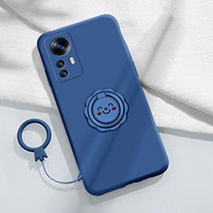 Custodia Silicone Ultra Sottile Morbida Cover con Magnetico Anello Supporto per Xiaomi Mi 12T 5G Blu