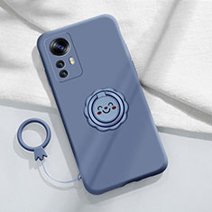 Custodia Silicone Ultra Sottile Morbida Cover con Magnetico Anello Supporto per Xiaomi Mi 12T 5G Grigio Lavanda