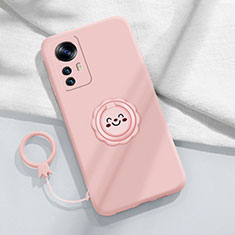 Custodia Silicone Ultra Sottile Morbida Cover con Magnetico Anello Supporto per Xiaomi Mi 12T 5G Rosa