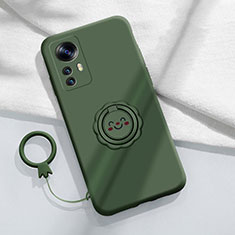 Custodia Silicone Ultra Sottile Morbida Cover con Magnetico Anello Supporto per Xiaomi Mi 12T 5G Verde Notte