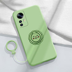 Custodia Silicone Ultra Sottile Morbida Cover con Magnetico Anello Supporto per Xiaomi Mi 12T 5G Verde Pastello