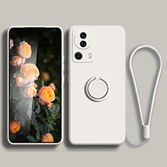 Custodia Silicone Ultra Sottile Morbida Cover con Magnetico Anello Supporto per Xiaomi Mi 13 Lite 5G Bianco