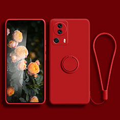 Custodia Silicone Ultra Sottile Morbida Cover con Magnetico Anello Supporto per Xiaomi Mi 13 Lite 5G Rosso