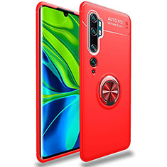 Custodia Silicone Ultra Sottile Morbida Cover con Magnetico Anello Supporto per Xiaomi Mi Note 10 Pro Rosso