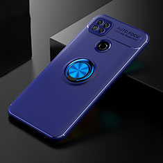 Custodia Silicone Ultra Sottile Morbida Cover con Magnetico Anello Supporto per Xiaomi POCO C3 Blu