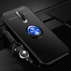 Custodia Silicone Ultra Sottile Morbida Cover con Magnetico Anello Supporto per Xiaomi Poco X2 Blu e Nero