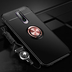 Custodia Silicone Ultra Sottile Morbida Cover con Magnetico Anello Supporto per Xiaomi Poco X2 Oro e Nero