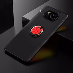 Custodia Silicone Ultra Sottile Morbida Cover con Magnetico Anello Supporto per Xiaomi Poco X3 Pro Rosso e Nero