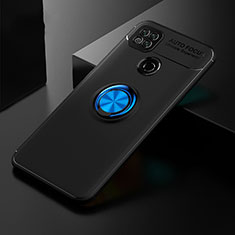 Custodia Silicone Ultra Sottile Morbida Cover con Magnetico Anello Supporto per Xiaomi Redmi 10A 4G Blu e Nero