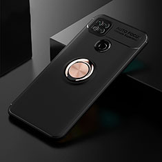Custodia Silicone Ultra Sottile Morbida Cover con Magnetico Anello Supporto per Xiaomi Redmi 10A 4G Oro e Nero