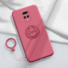 Custodia Silicone Ultra Sottile Morbida Cover con Magnetico Anello Supporto per Xiaomi Redmi 10X 5G Rosso Rosa