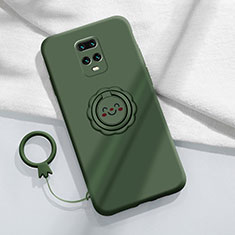 Custodia Silicone Ultra Sottile Morbida Cover con Magnetico Anello Supporto per Xiaomi Redmi 10X 5G Verde
