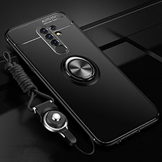 Custodia Silicone Ultra Sottile Morbida Cover con Magnetico Anello Supporto per Xiaomi Redmi 9 Nero