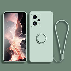 Custodia Silicone Ultra Sottile Morbida Cover con Magnetico Anello Supporto per Xiaomi Redmi Note 12 Pro+ Plus 5G Verde Pastello