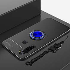 Custodia Silicone Ultra Sottile Morbida Cover con Magnetico Anello Supporto per Xiaomi Redmi Note 8 (2021) Blu e Nero