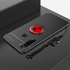 Custodia Silicone Ultra Sottile Morbida Cover con Magnetico Anello Supporto per Xiaomi Redmi Note 8 Rosso e Nero