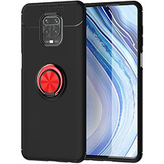 Custodia Silicone Ultra Sottile Morbida Cover con Magnetico Anello Supporto per Xiaomi Redmi Note 9S Rosso e Nero