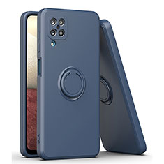 Custodia Silicone Ultra Sottile Morbida Cover con Magnetico Anello Supporto QW1 per Samsung Galaxy A12 Blu