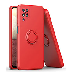 Custodia Silicone Ultra Sottile Morbida Cover con Magnetico Anello Supporto QW1 per Samsung Galaxy A12 Nacho Rosso