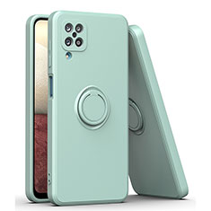 Custodia Silicone Ultra Sottile Morbida Cover con Magnetico Anello Supporto QW1 per Samsung Galaxy A12 Nacho Verde Pastello