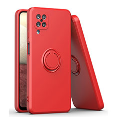Custodia Silicone Ultra Sottile Morbida Cover con Magnetico Anello Supporto QW1 per Samsung Galaxy A12 Rosso