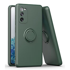 Custodia Silicone Ultra Sottile Morbida Cover con Magnetico Anello Supporto QW1 per Samsung Galaxy S20 Lite 5G Verde Notte