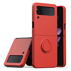 Custodia Silicone Ultra Sottile Morbida Cover con Magnetico Anello Supporto QW1 per Samsung Galaxy Z Flip3 5G Rosso