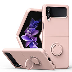 Custodia Silicone Ultra Sottile Morbida Cover con Magnetico Anello Supporto QW1 per Samsung Galaxy Z Flip4 5G Rosa