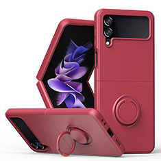Custodia Silicone Ultra Sottile Morbida Cover con Magnetico Anello Supporto QW1 per Samsung Galaxy Z Flip4 5G Rosso Rosa