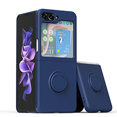 Custodia Silicone Ultra Sottile Morbida Cover con Magnetico Anello Supporto QW1 per Samsung Galaxy Z Flip5 5G Blu