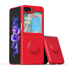 Custodia Silicone Ultra Sottile Morbida Cover con Magnetico Anello Supporto QW1 per Samsung Galaxy Z Flip5 5G Rosso