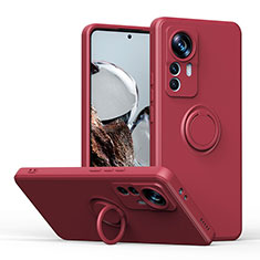 Custodia Silicone Ultra Sottile Morbida Cover con Magnetico Anello Supporto QW1 per Xiaomi Mi 12T 5G Rosso Rosa
