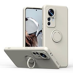 Custodia Silicone Ultra Sottile Morbida Cover con Magnetico Anello Supporto QW1 per Xiaomi Mi 12T Pro 5G Bianco