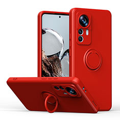 Custodia Silicone Ultra Sottile Morbida Cover con Magnetico Anello Supporto QW1 per Xiaomi Mi 12T Pro 5G Rosso